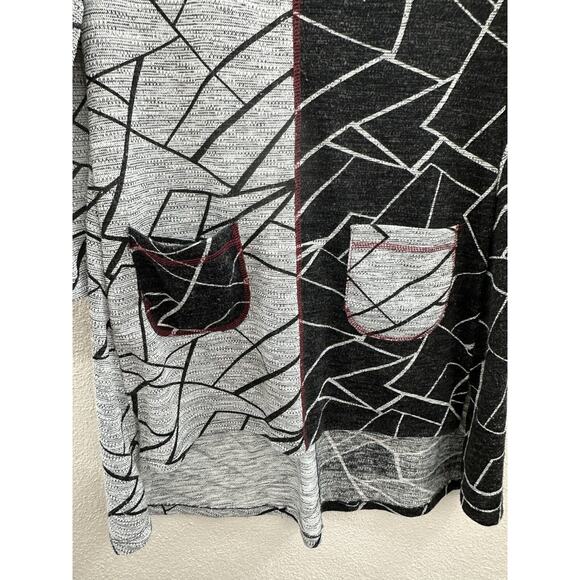 Artex Fashions Womens Dress Size Medium Long Sleeve Black Gray Abstract - Picture 3 of 12